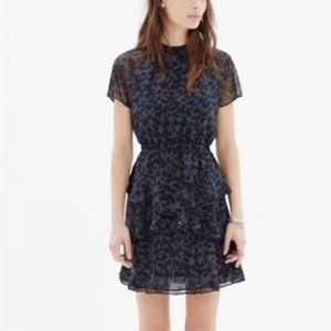 MADEWELL Inkspot Leopard Animal Print Dress, Navy/Black, 0